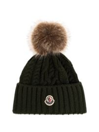 Moncler logo-patch ribbed-knit Beanie Hat | Green | FARFETCH at Farfetch